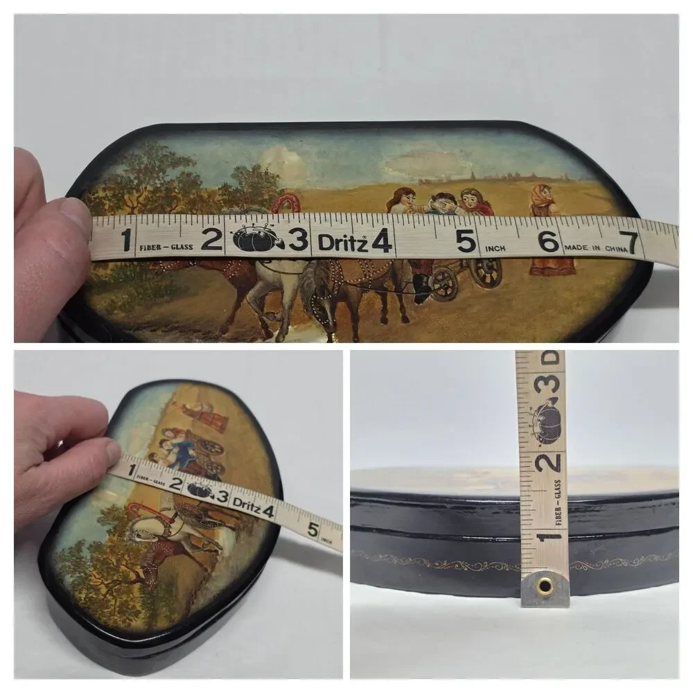 Vintage 90s Fedoskino Russian Lacquer Handpainted Box Summertime In Village